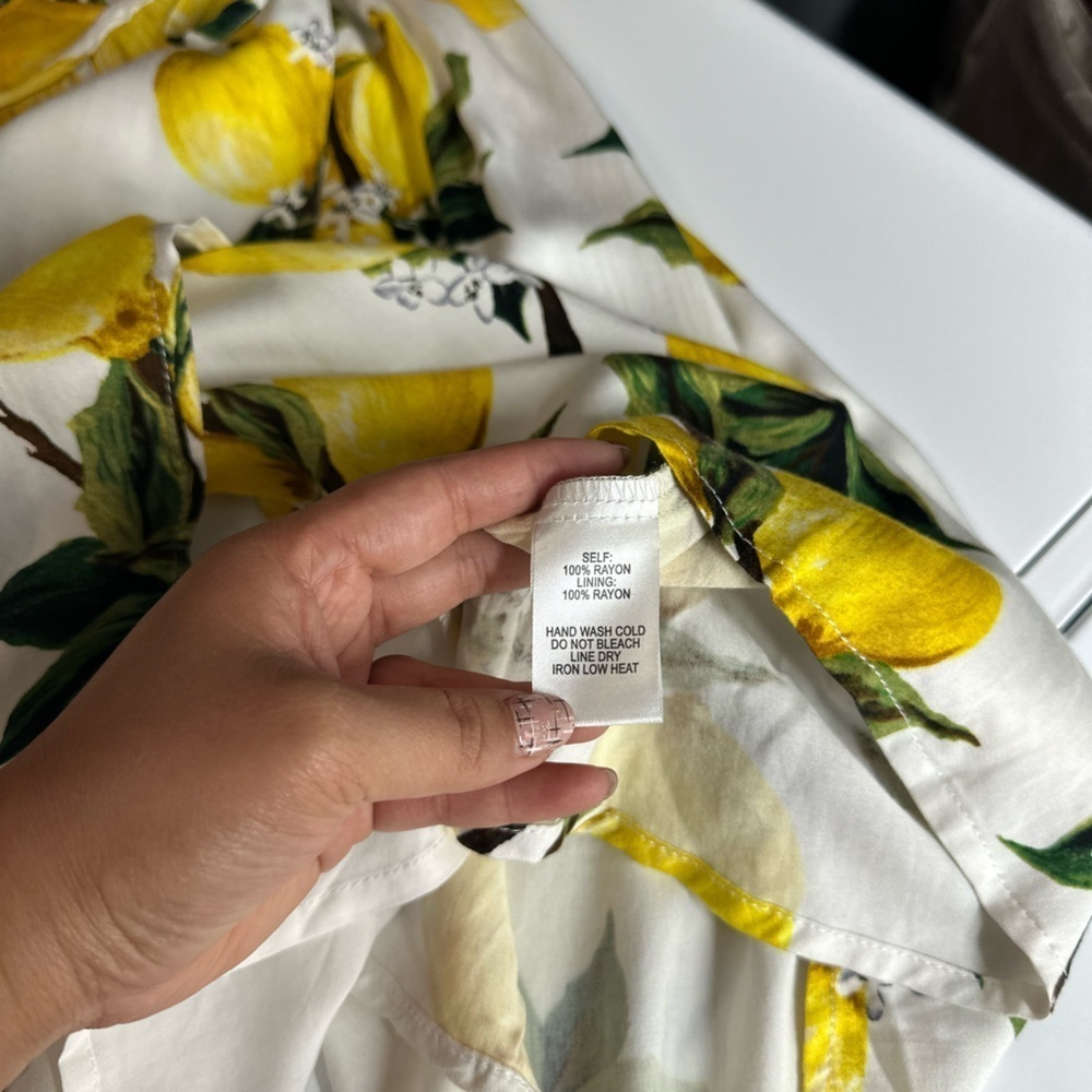 NWT Lulus A La Tart White and Yellow Lemon Print Wrap Dress Sz S - Picture 12 of 12